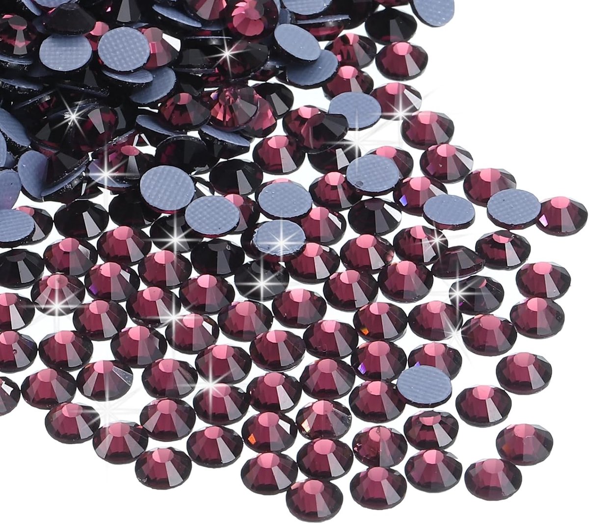 Strassteentjes, platte achterkant, kristalglas, edelstenen, kunst, strassteentjes voor knutselen, kleding, doe-het-zelfdecoratie, SS6, 2880 stuks, donkerpaars