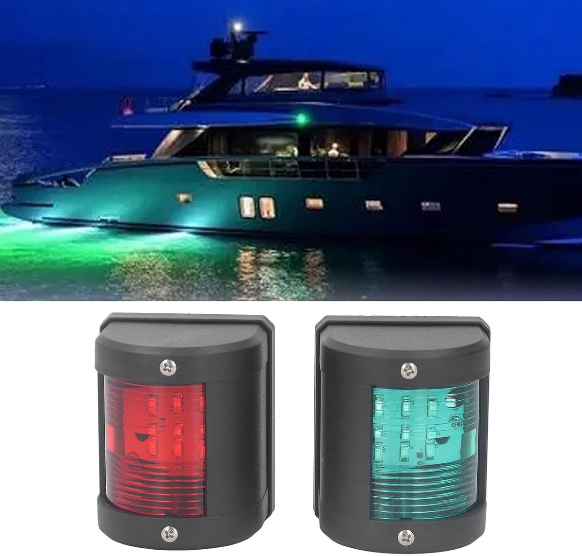 Navigatieverlichting, 2 Stuks Led Heklichten, IP54 Maritieme Stripverlichting voor Bootverlichting boeg- en Heklicht PC Stuurboord Groen Bakboord Rood 112,5 ° Stralingshoek,