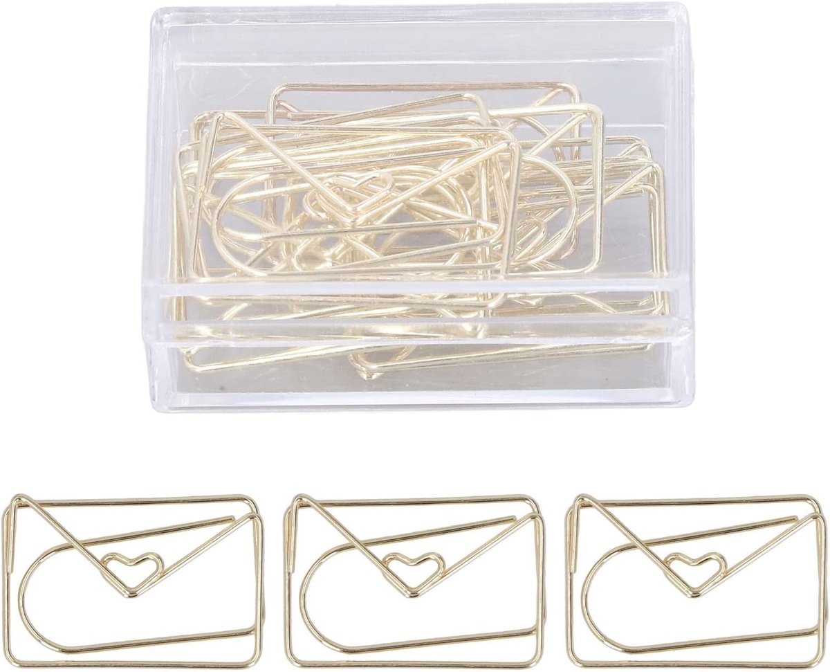 Clips, kantoor- en Schoolbenodigdheden Kantoorbenodigdheden Gouden Galvanisatieproces Antiroest Paperclips Antislip met Opbergdoos voor Werknemers