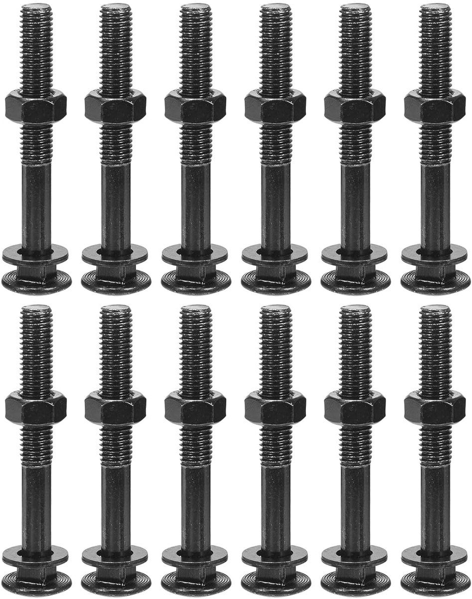 12 stuks Slotschroeven, M10 x 75 mm Slotbouten, Vierkante Hals Slotschroef met Moeren en Onderlegring, Roestvrij Staal A2/V2A, Platte Ronde Kopschroeven