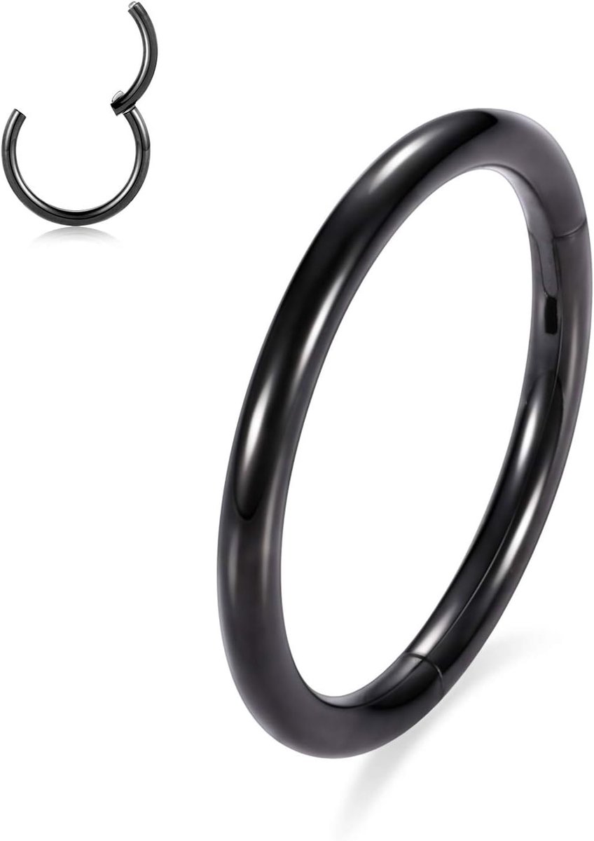 Hengkaixuan Neusring van 316L chirurgisch staal, scharnier, kraakbeen, helix, lip, tragus, conch, septumpiercing, oorlel voor vrouwen