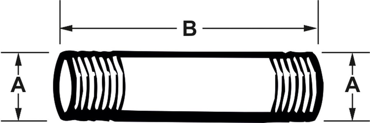 verzinkt buisnippel, 1 inch x 1000 mm, VZS5301100 3/8 inch