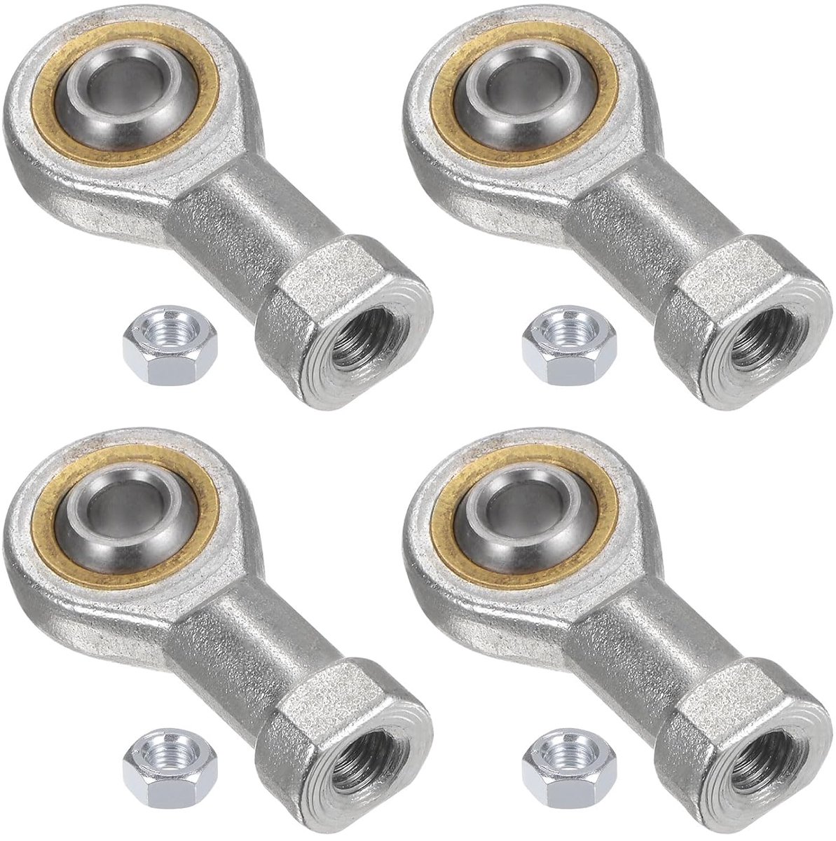 4 stuks scharnierlagers Si6T/K 6 mm met binnendraad M6 x 1,0 links, gietijzeren eindstukken met borgmoer