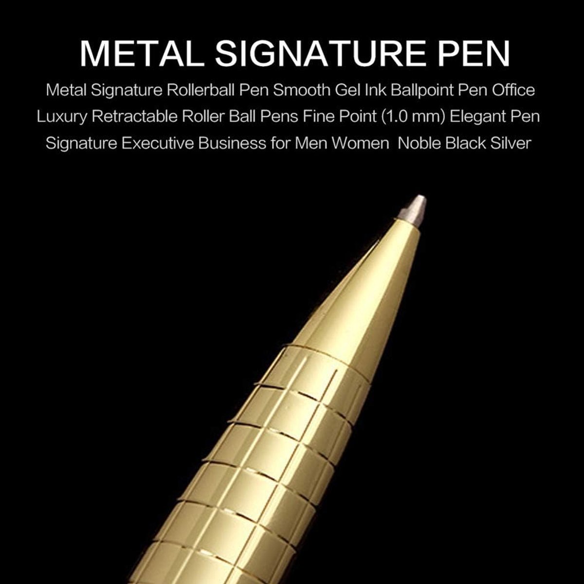 Metalen Balpen Roestvrijstaal 10 mm Medium Punt Soepel Schrijvend Kantoor Pen voor Business School Professioneel Gebruik Zwarte Staalpen met Comfortabele Grip
