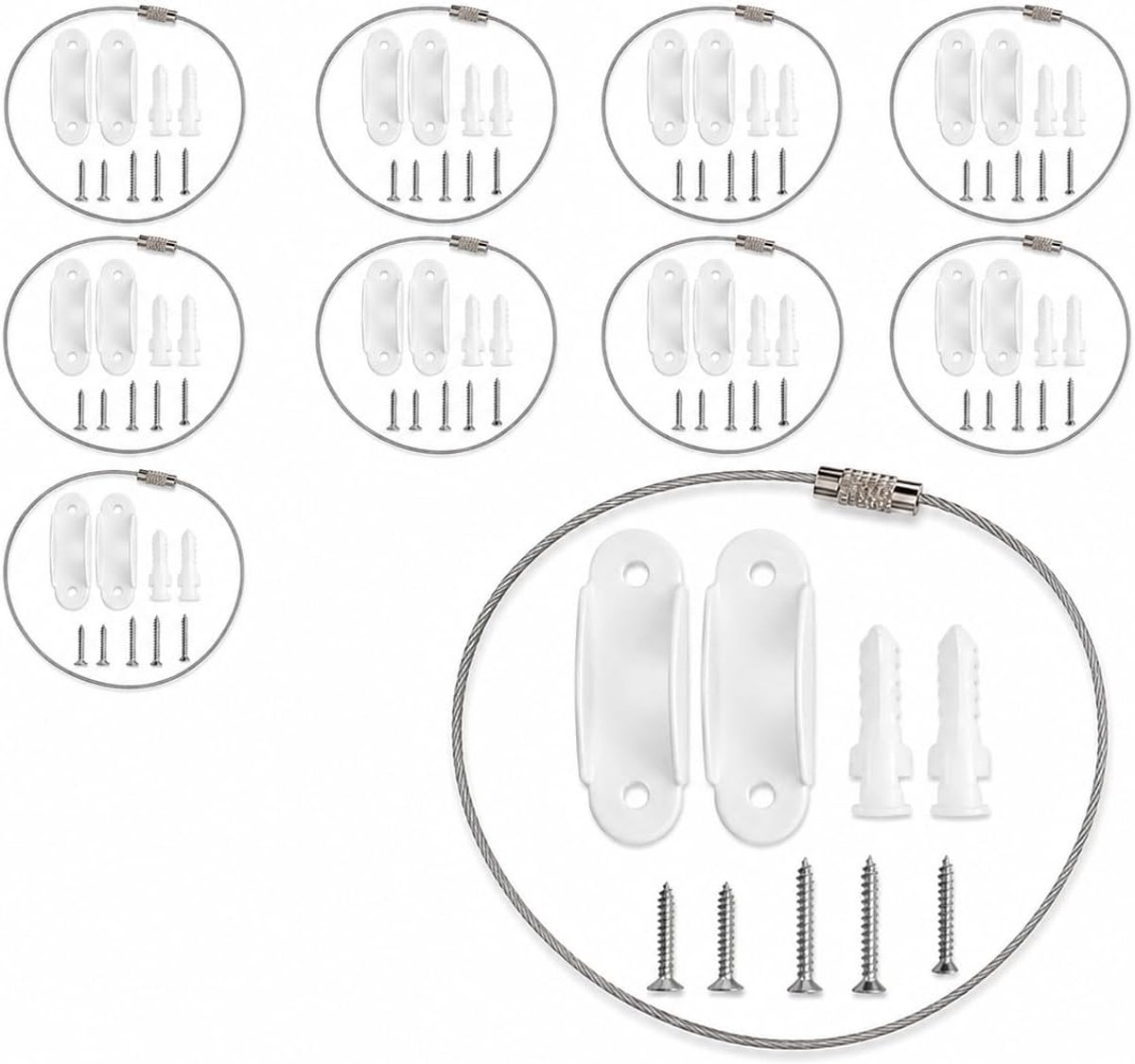 meubel-kantelbeveiliging set van 10 - met staalkabel - wit - extra veiligheid voor kinderen - SnelShoppen