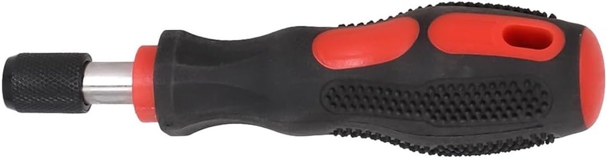 1/4 inch zeskantige zelfborgende handgreep, schroevendraaiergreep van chroom-vanadiumstaal met magnetische bithouder voor reparatieklussen (rood zwart)