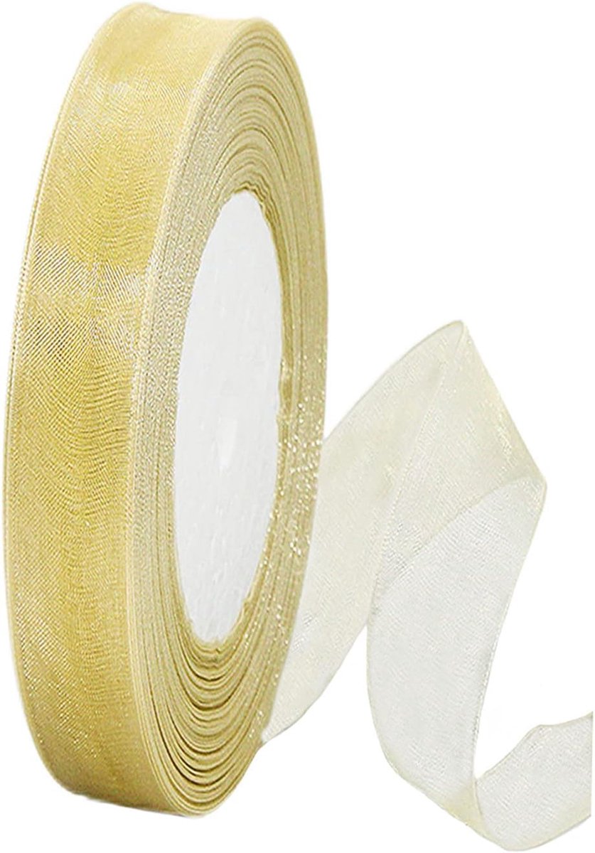 abrikoos organza chiffon 15 mm cadeauwikkellint, 45 m doorzichtig chiffon lint voor verjaardagsfeestje, Kerstmis, bruiloften en ambachten