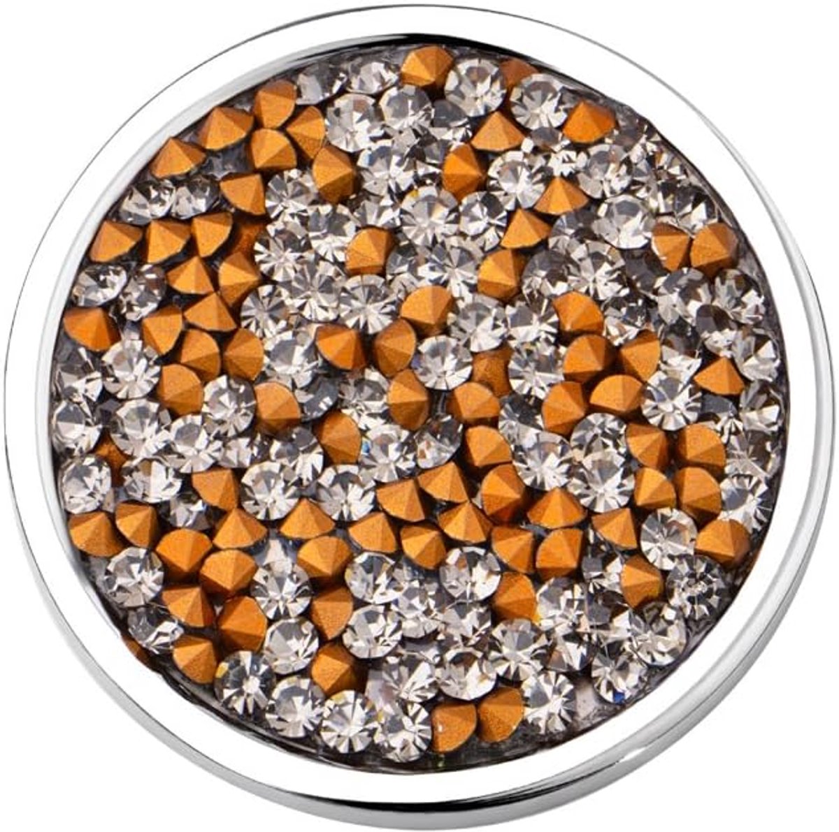 Dames Coin 33mm RVS met Zirkonia Transparant met Goudkleurig voor Munthouders en Kettingen