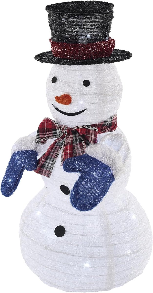 - Leuke sneeuwpop met 60 leds en fonkelen voor binnen en buiten, 60 cm sneeuwpopfiguur met lichtketting, effectieve kerstdecoratie voor tuin, terras, veranda of entree van het huis