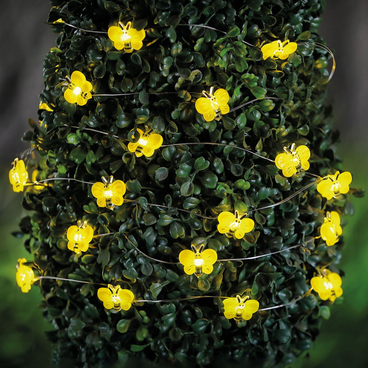 Garden Of Eden LED Tuin Lichtslinger Op Zonne-Energie - Bijtjes - Warm Wit - 25 LED's - 2,4 m Verlicht - 5,4 m Totaal - IP44 - 6-8 Uur - Automatisch Aan/Uit [58220D]