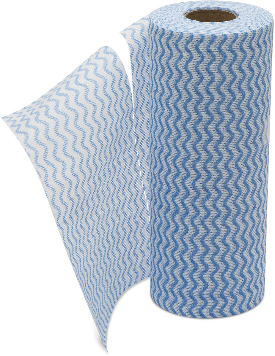 Universele schoonmaakdoekjes / poetsdoeken - pluisvrij - 50 vellen - PER 1 rol - 20 × 40 cm - nat & droog gebruik [56009]