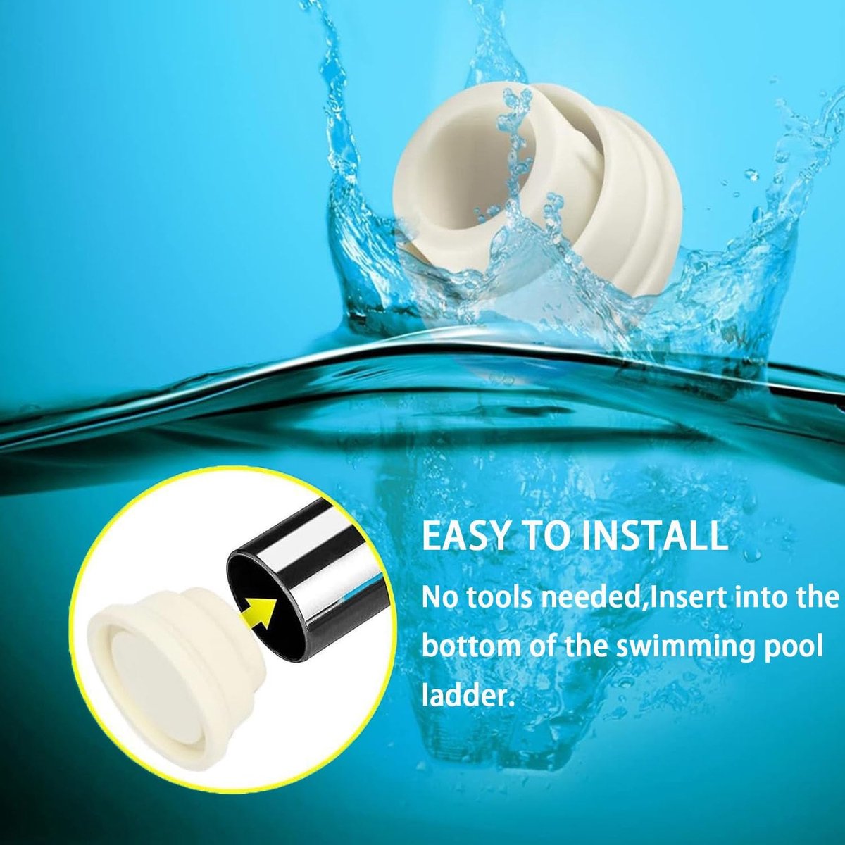 Poolladder veiligheidstopper set van 2 - witte rubberen trapmatten - stevige grip - voorkomt uitglijden - ShopVlot