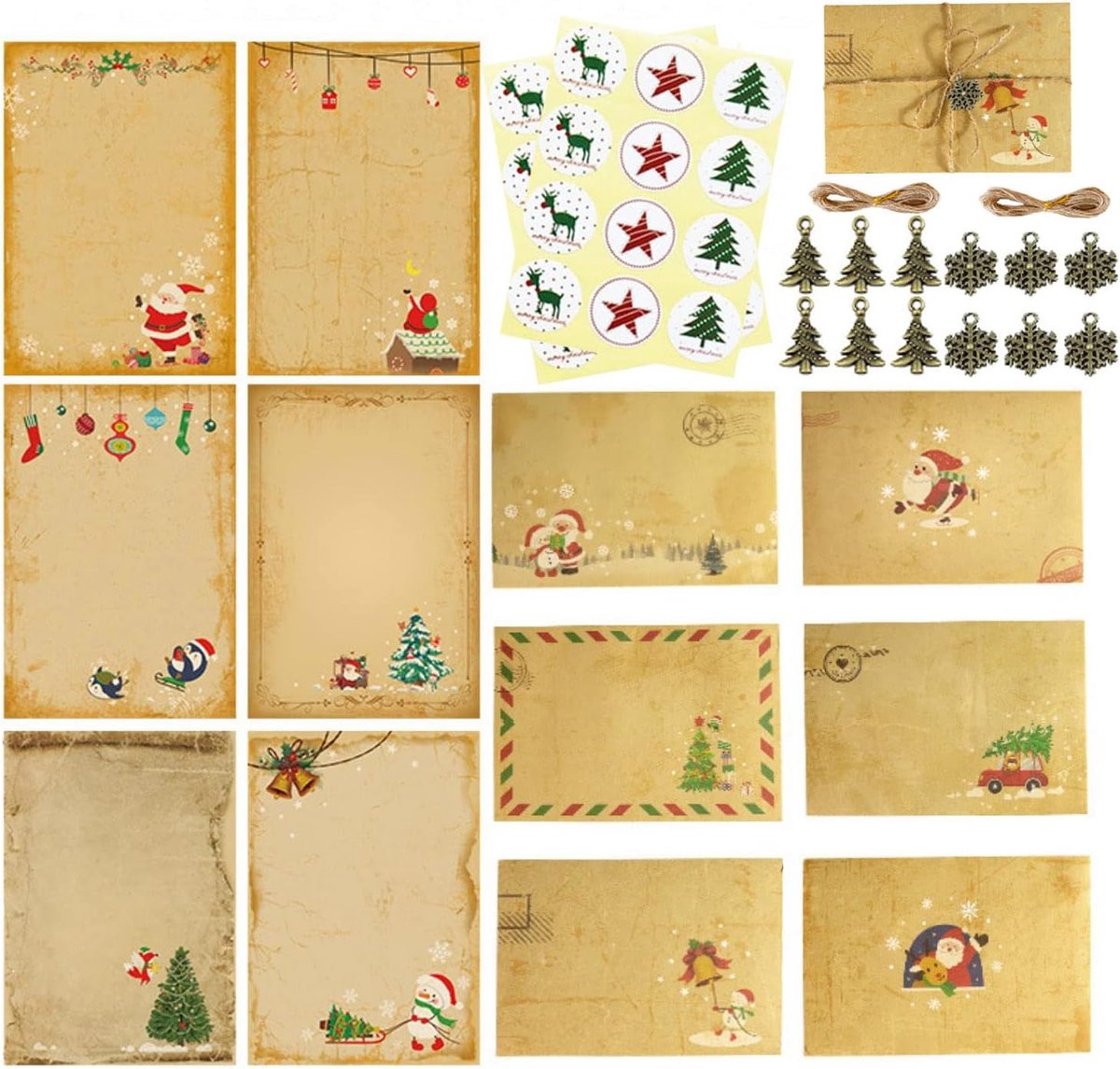 Kerststationery set 24 stuks - kerstkaarten met enveloppen - vouwkaarten voor kerstgroeten - ShopVlot