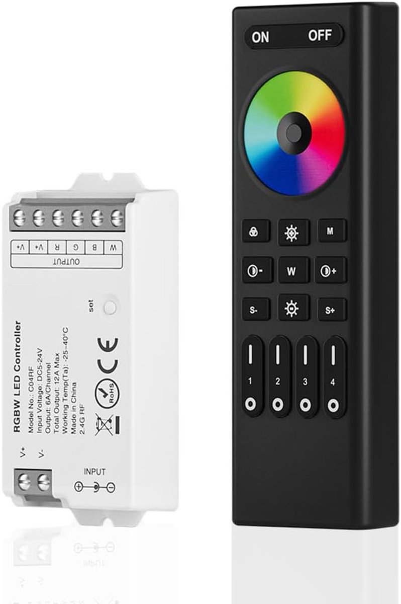 RGBW controller kit - 2.4G RF - draadloze afstandsbediening - groepcontrole voor LED-strips - ShopVlot