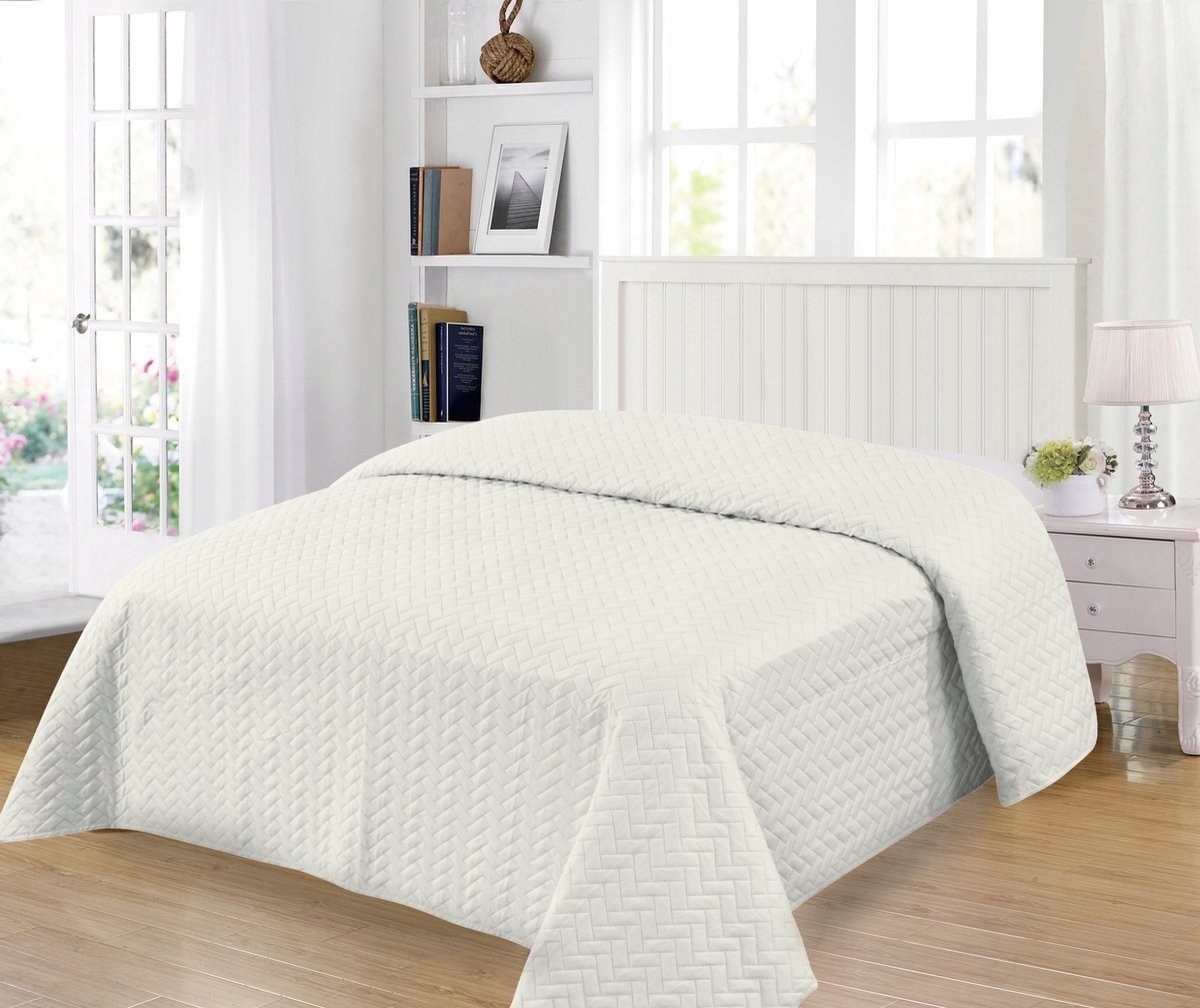 Beige watten Sprei Visgraat 170x210 cm