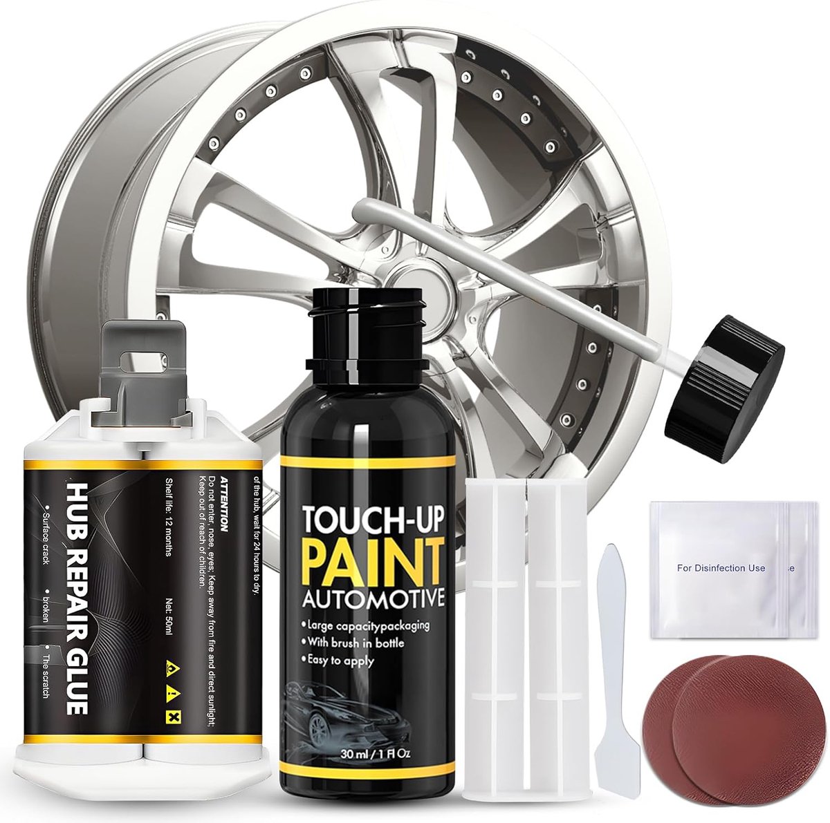 Reparatieset voor aluminium velgen - snel uithardend - kras- en slijtvast - voor auto en motor - ShopVlot