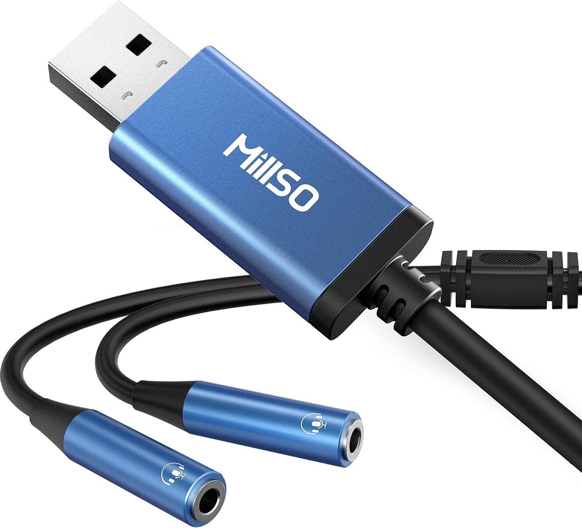 USB geluidskaart 2x 3.5mm - AUX audio splitter - TRRS stereo - gelijktijdig gebruik van hoofdtelefoons - ShopVlot