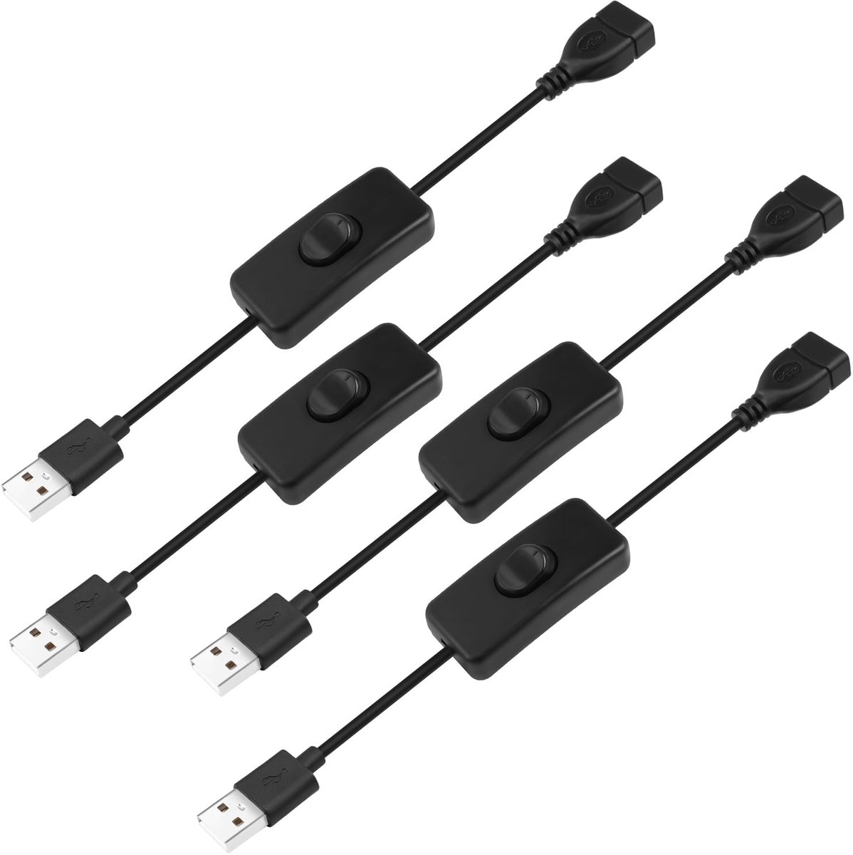 USB verlengkabel met schakelaar - 5V stekker naar bus - ideaal voor USB ventilator of LED strip - ShopVlot
