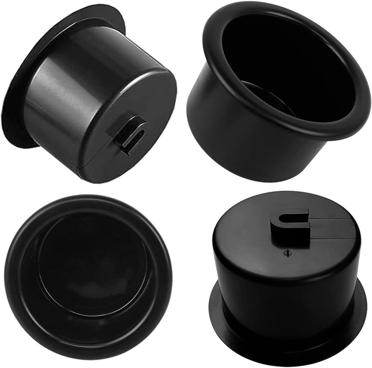 Cup holders 4 stuks - zwart kunststof - perfect voor tafels en auto's - houdt drank veilig vast - ShopVlot