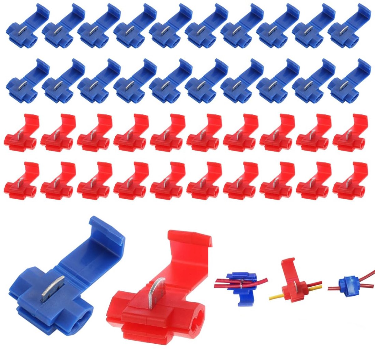 Stroomkabel set 40 stuks - rood 0.5-1.0 mm² en geel 0.75-2.5 mm² - snelkoppeling - stripvrij aansluiten - ShopVlot