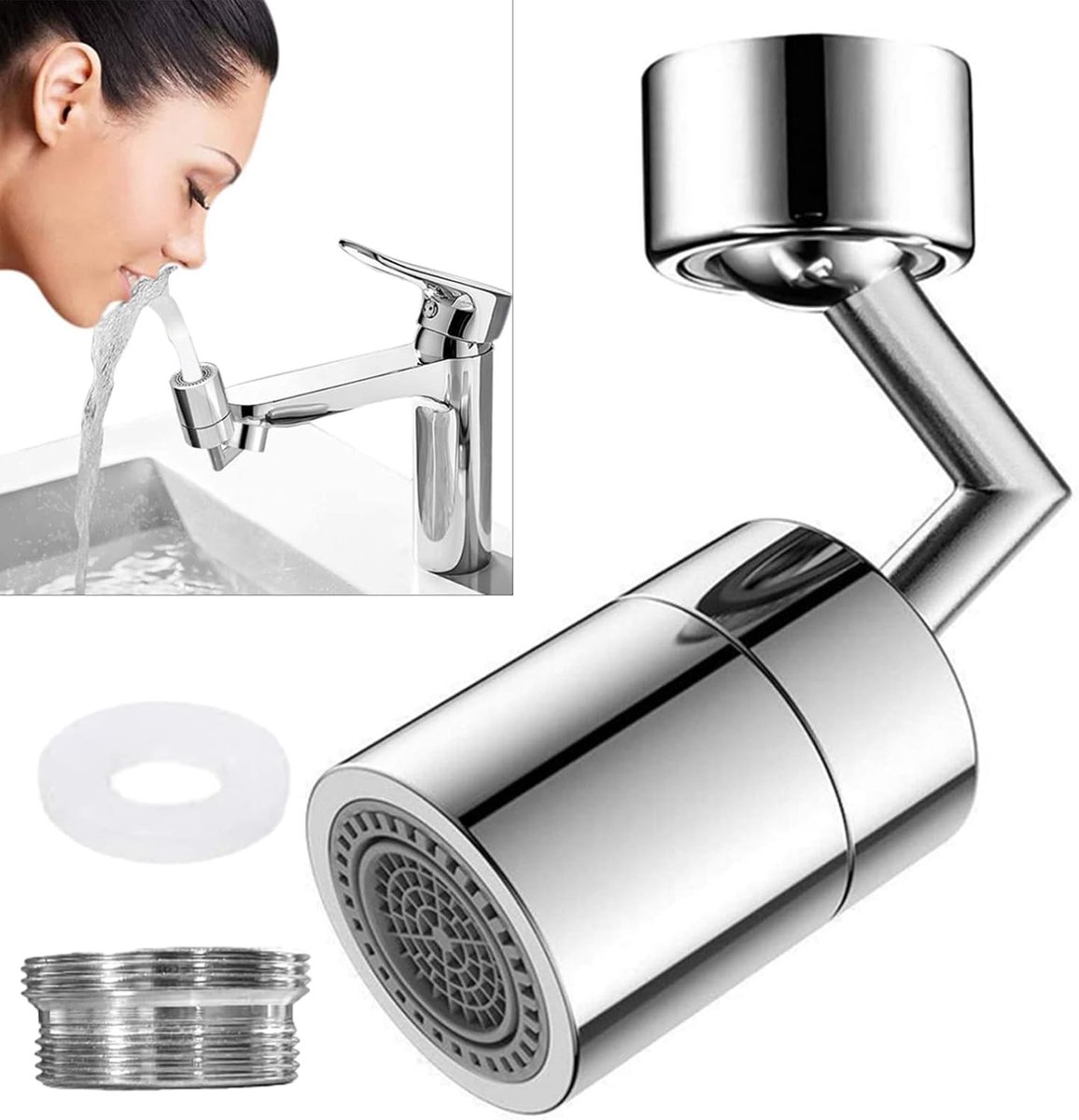 Kraanaccessoire 360° draaibaar - koper-zinklegering - waterbesparend - geschikt voor keuken en badkamer - ShopVlot