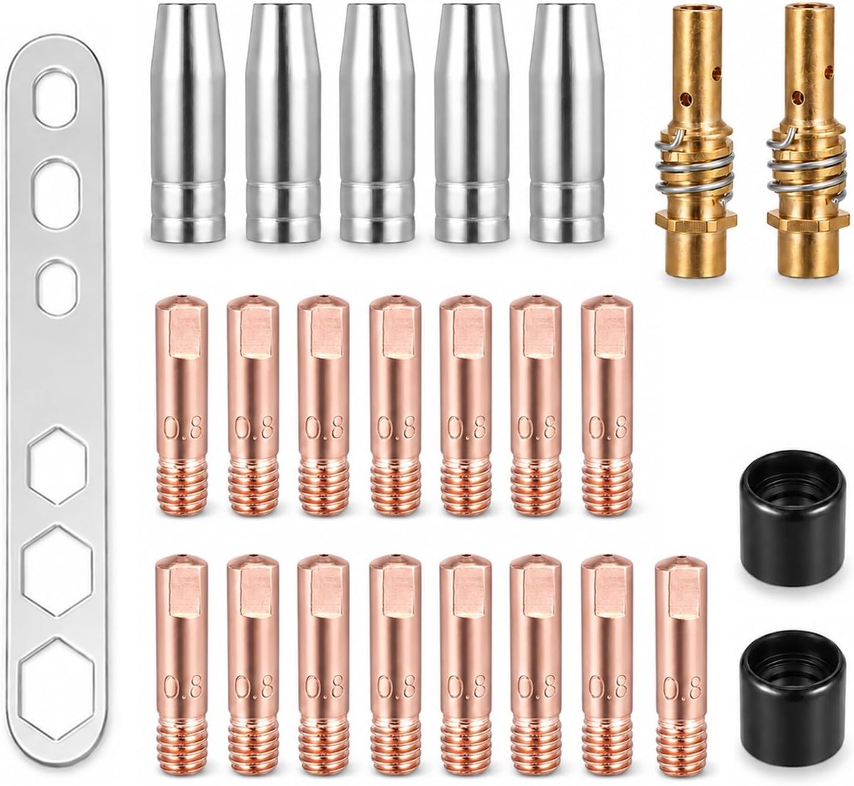 Lasaccessoires set 25-delig - MIG MAG AK15 MB-15 - koperen contacttips - complete set voor onderhoud - ShopVlot