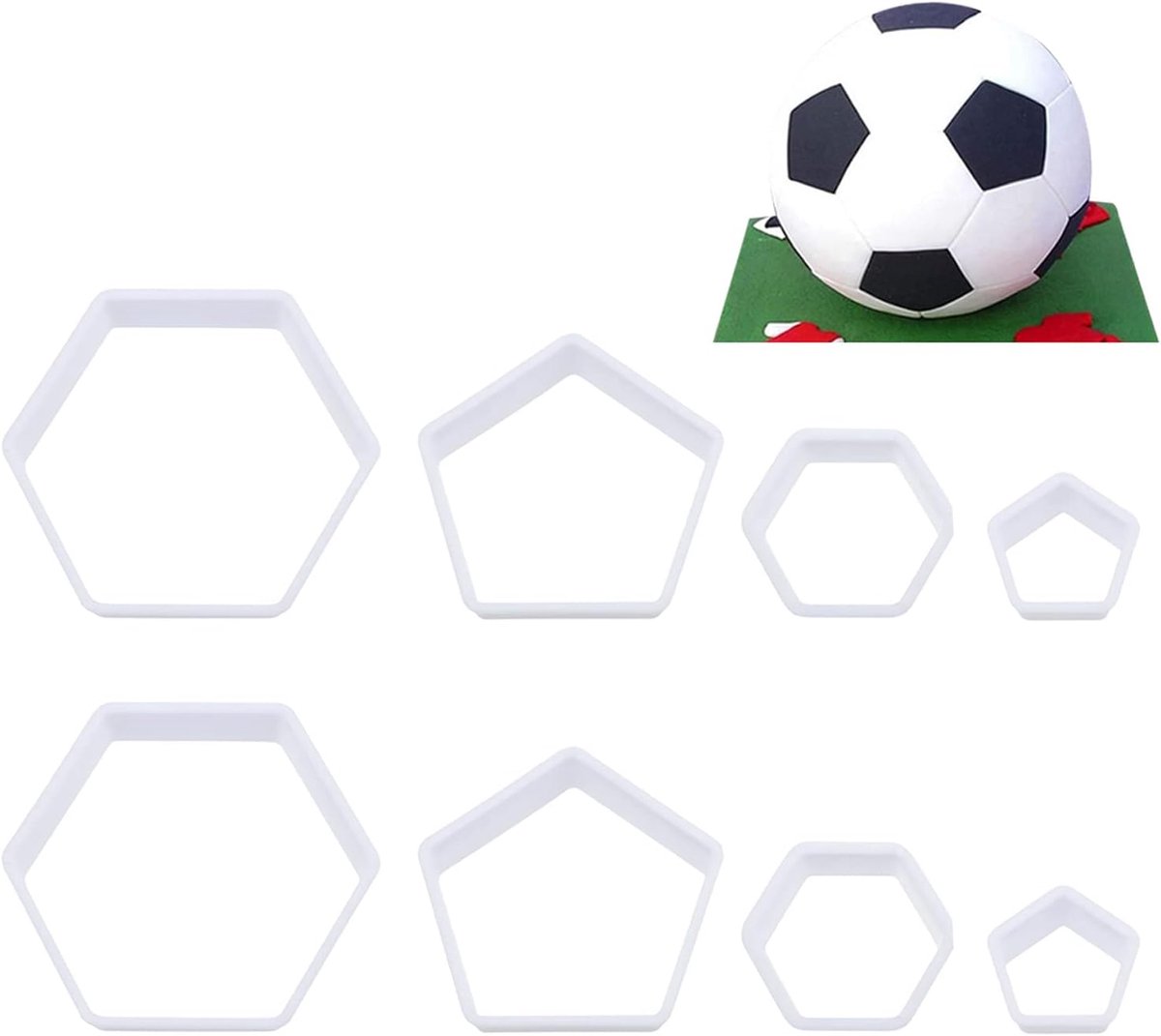 Koekjesuitsteekvormen voetbal - 8-delige set - robuust plastic - perfect voor feestelijke taarten - ShopVlot