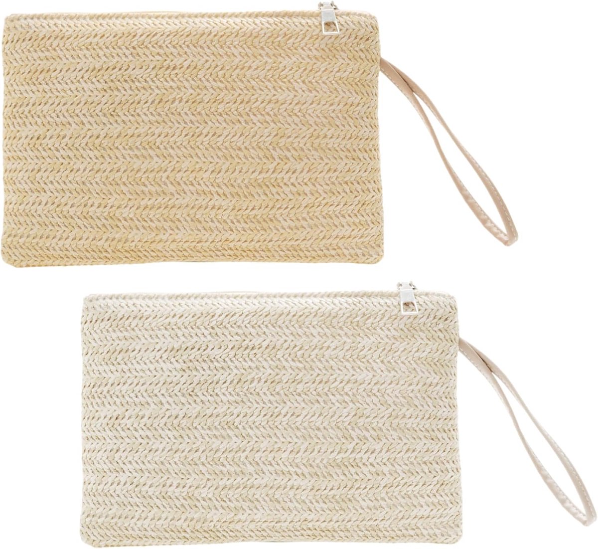 Stro clutch tas dames - 2 delige set - bohemian stijl - perfect voor strand en zomer - ShopVlot