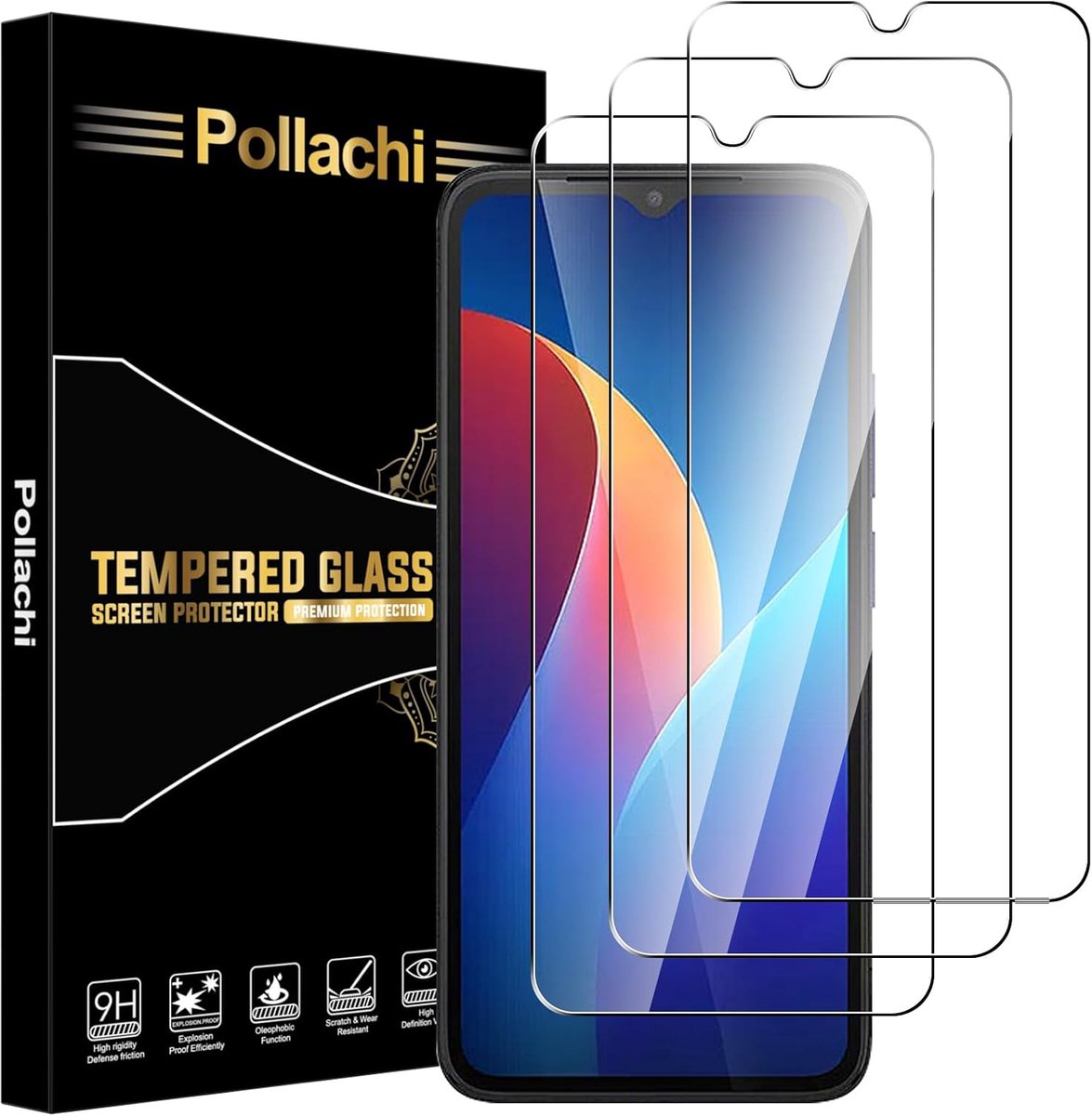 Displaybeschermfolie voor TCL K70 SE - gehard glas 9H - krasbestendig - luchtdrukvrije installatie - ShopVlot