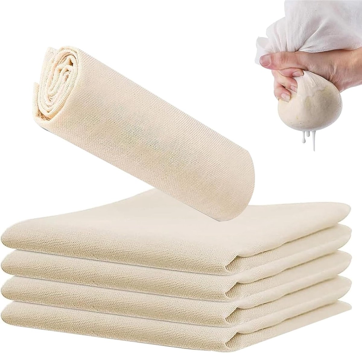 Kaasdoek 80x80 cm - Herbruikbaar katoen - Wasmachinebestendig - Geschikt voor kaasmaken en sapjes - ShopVlot
