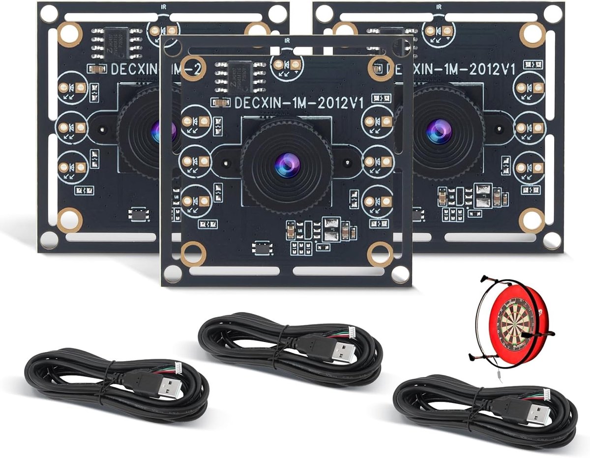 Camera Modules Ov9732 Set van 3 - 100° groothoeklens - 1280p 30 fps - Plug and play voor Autodarts - ShopVlot