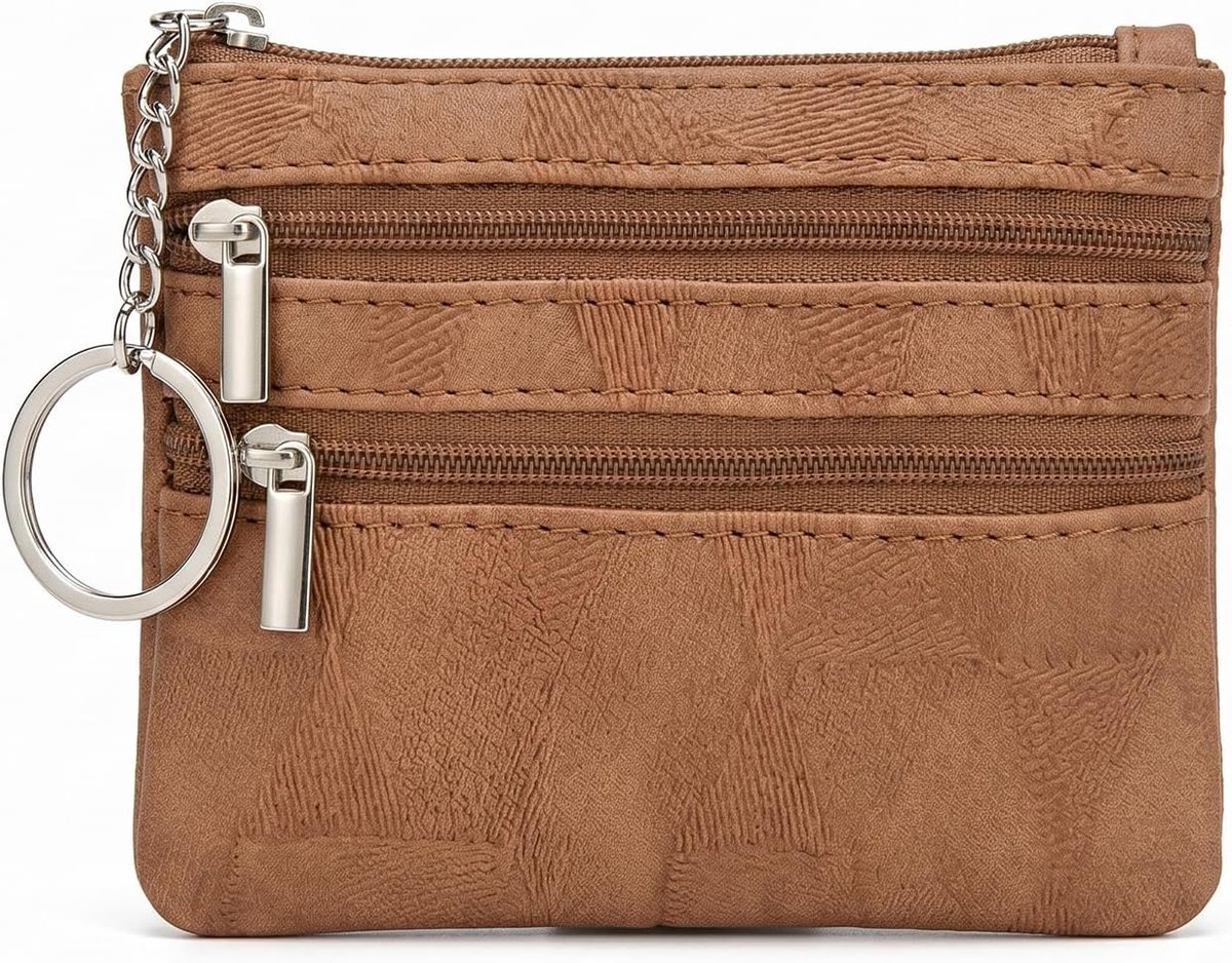Sleuteletui met ritssluiting - mini-muntportemonnee - suède-look - georganiseerd en multifunctioneel - ShopVlot