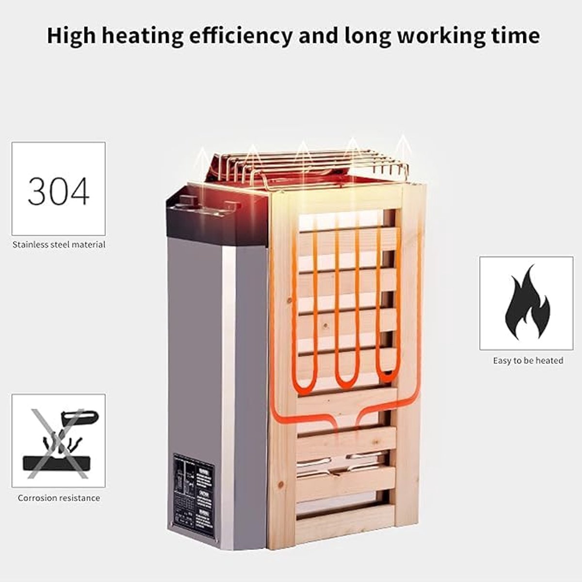 Sauna verwarming 3 kW - compacte structuur - duurzaam roestvrij staal - hoge verwarmings efficiëntie - ShopVlot