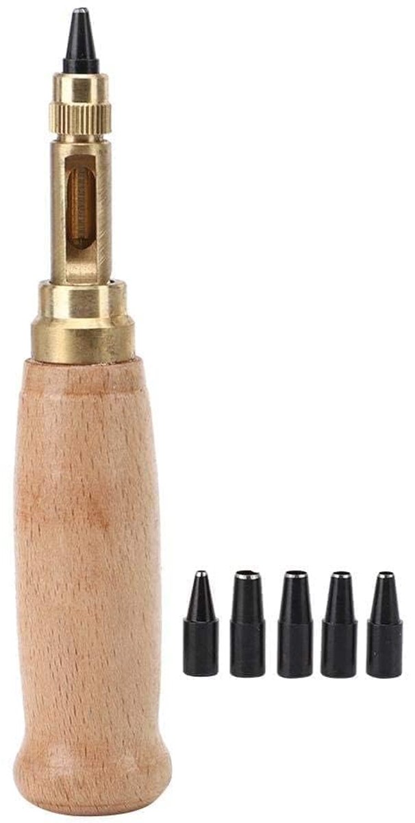 Automatische gaatjesboor 6 in 1 - verstelbaar - hout en koper - ideaal voor leerbewerking - ShopVlot