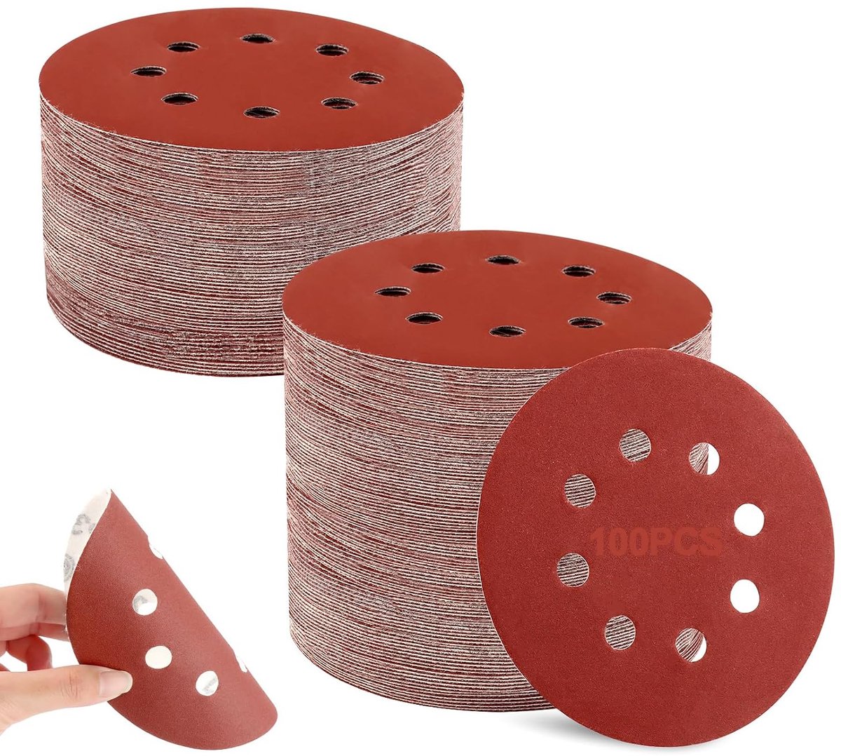 Schuurpapier 100 stuks 125 mm - 8 gaten - aluminium oxide - duurzaam schuren - ShopVlot