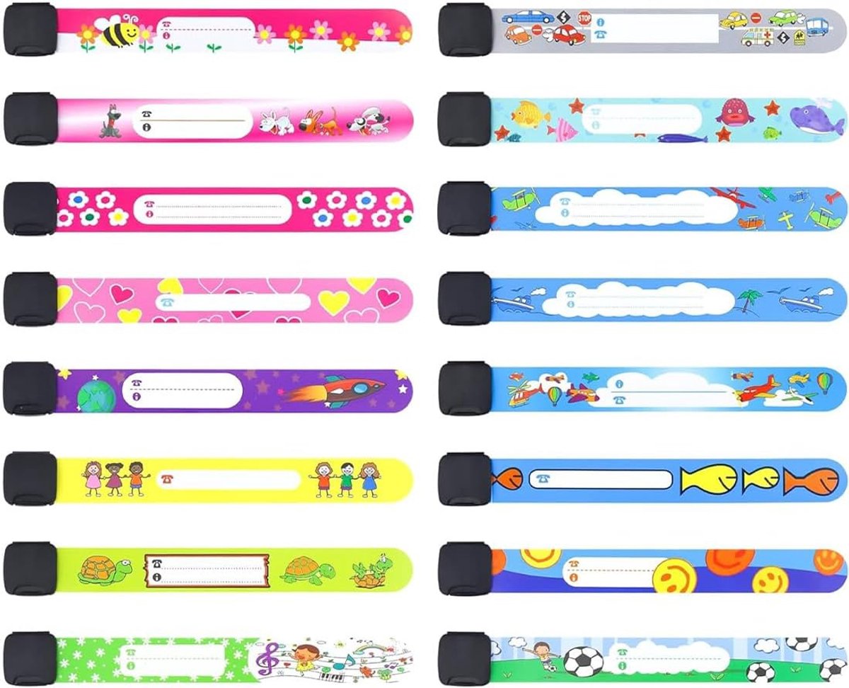 Noodarmband voor kinderen - 16 stuks - SOS armband - Identiteitsarmband voor extra veiligheid - ShopVlot