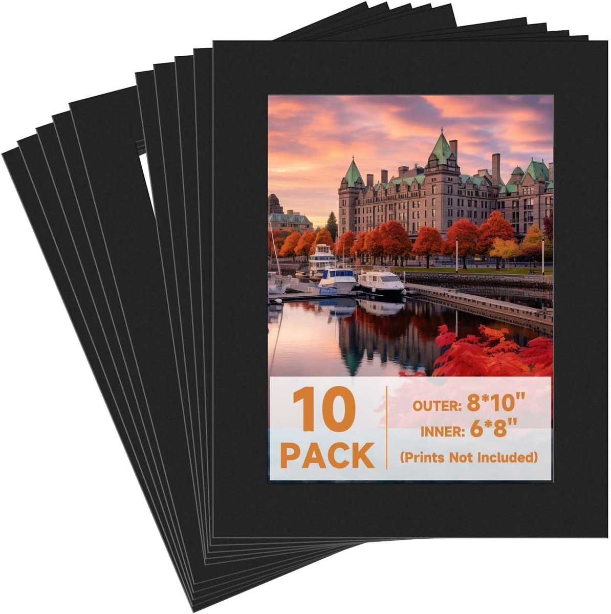 Fotosteunen 10 stuks - zwarte fotolijstmatten 20 x 25 cm - zuurvrij en 4-laags - perfect voor foto's en aquarel - ShopVlot