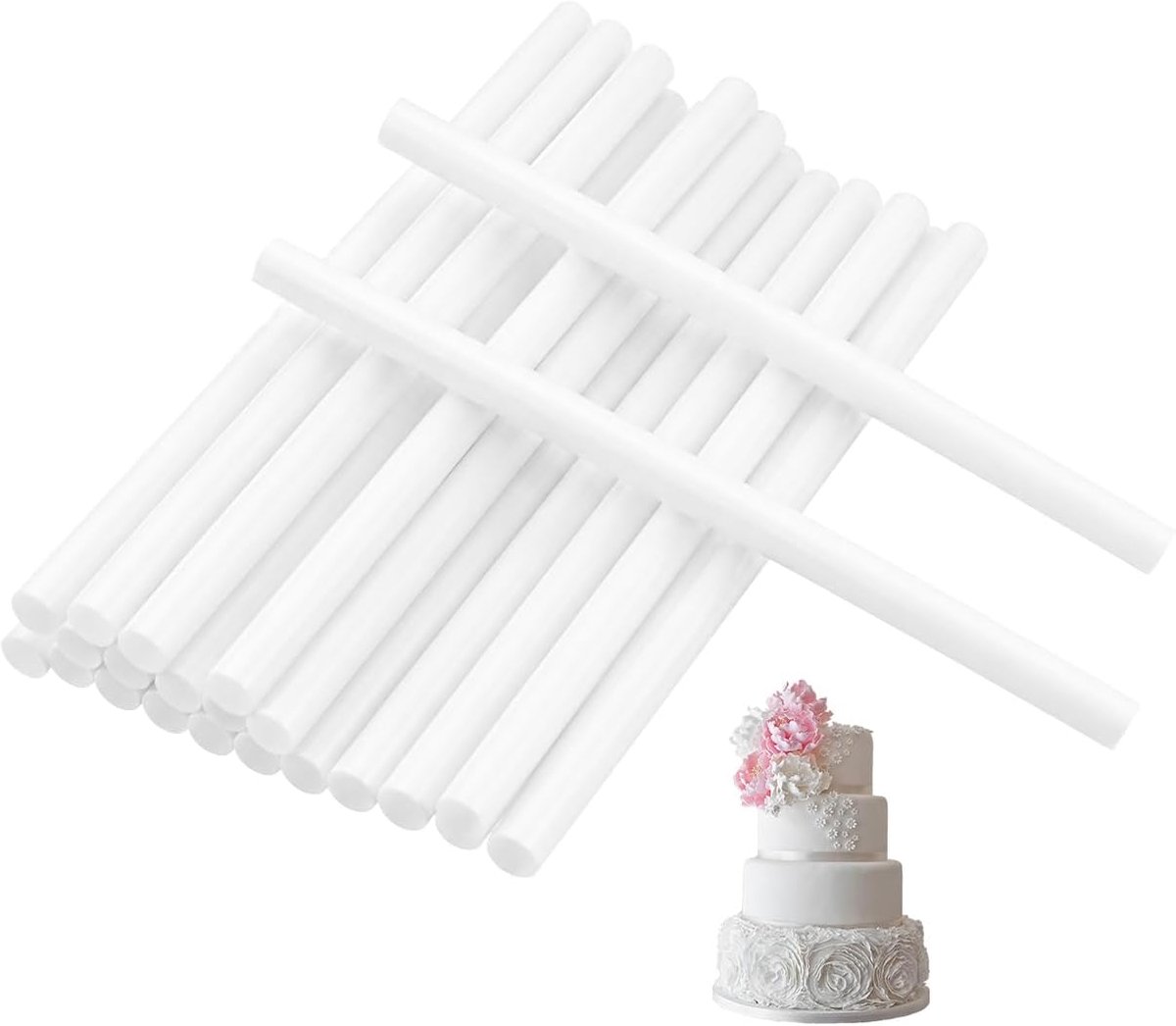 Taartsteunen 25 stuks - 24 cm kunststof - herbruikbaar - voor meerlaagse taarten - ShopVlot