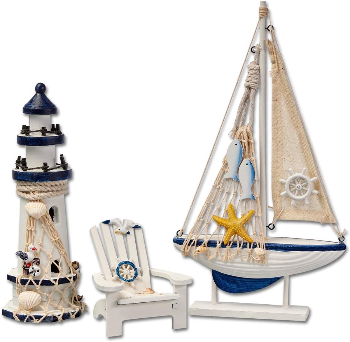 Baddecoratie set 3-delig - Houten zee- en strandthema - Luxe uitstraling - Creëer een relaxte sfeer - ShopVlot