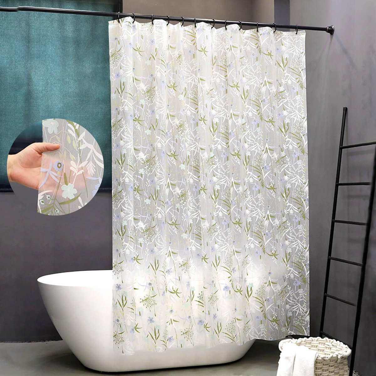 EVA douchegordijn voering - mat transparant mat waterdicht schimmelwerend zacht flexibel met ophanghaken lichtdoorlatend privacybeschermend voor badkamerinrichting—Breedte 1,5m × Hoogte 1,8m