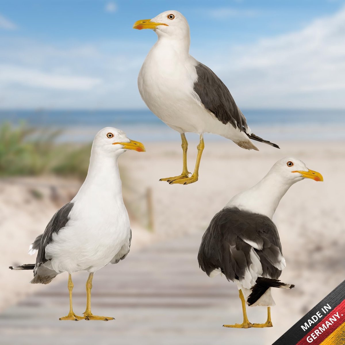 Raamdecoratie zeevogels - herbruikbare statische folie - 3 meeuwen - creëer een zomerse sfeer - SnelShoppen