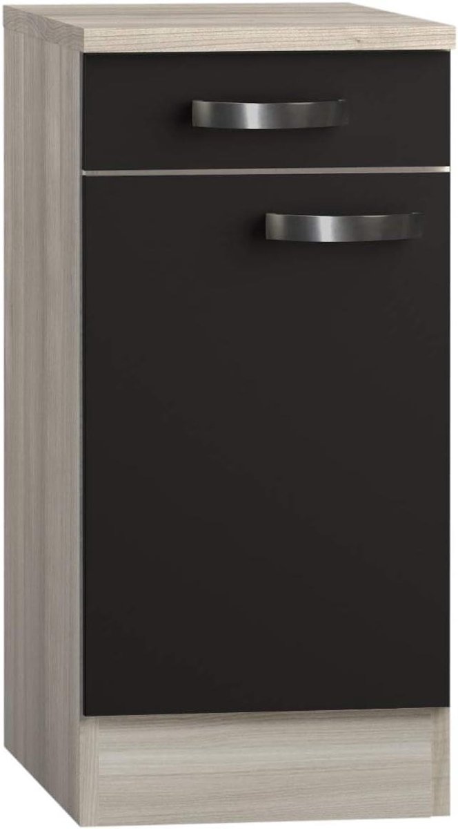 Keukenkast met Werkblad - Onderkast Keuken - Keuken Organiseren - Deuren Zwart Rand - 40 cm breed - Antraciet