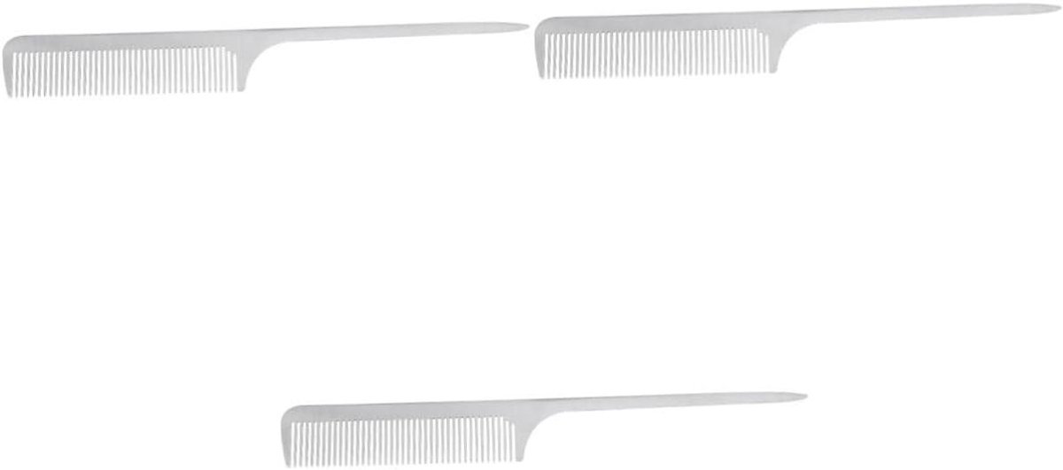 Haarkammen Set - Kapperskam Stylingkam - Haar Knippen - Roestvrij Staal - 3 stuks - Zilver