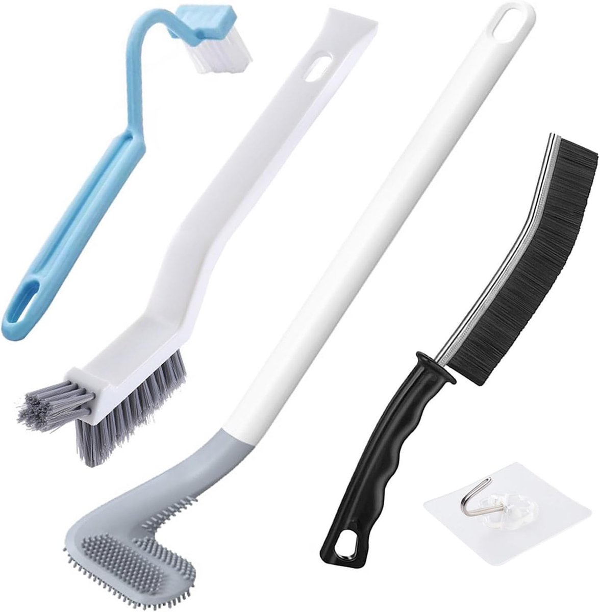Toiletborstel set 4-delig - Silicone - Lange handgreep - Ideaal voor hoeken en randen - SnelShoppen