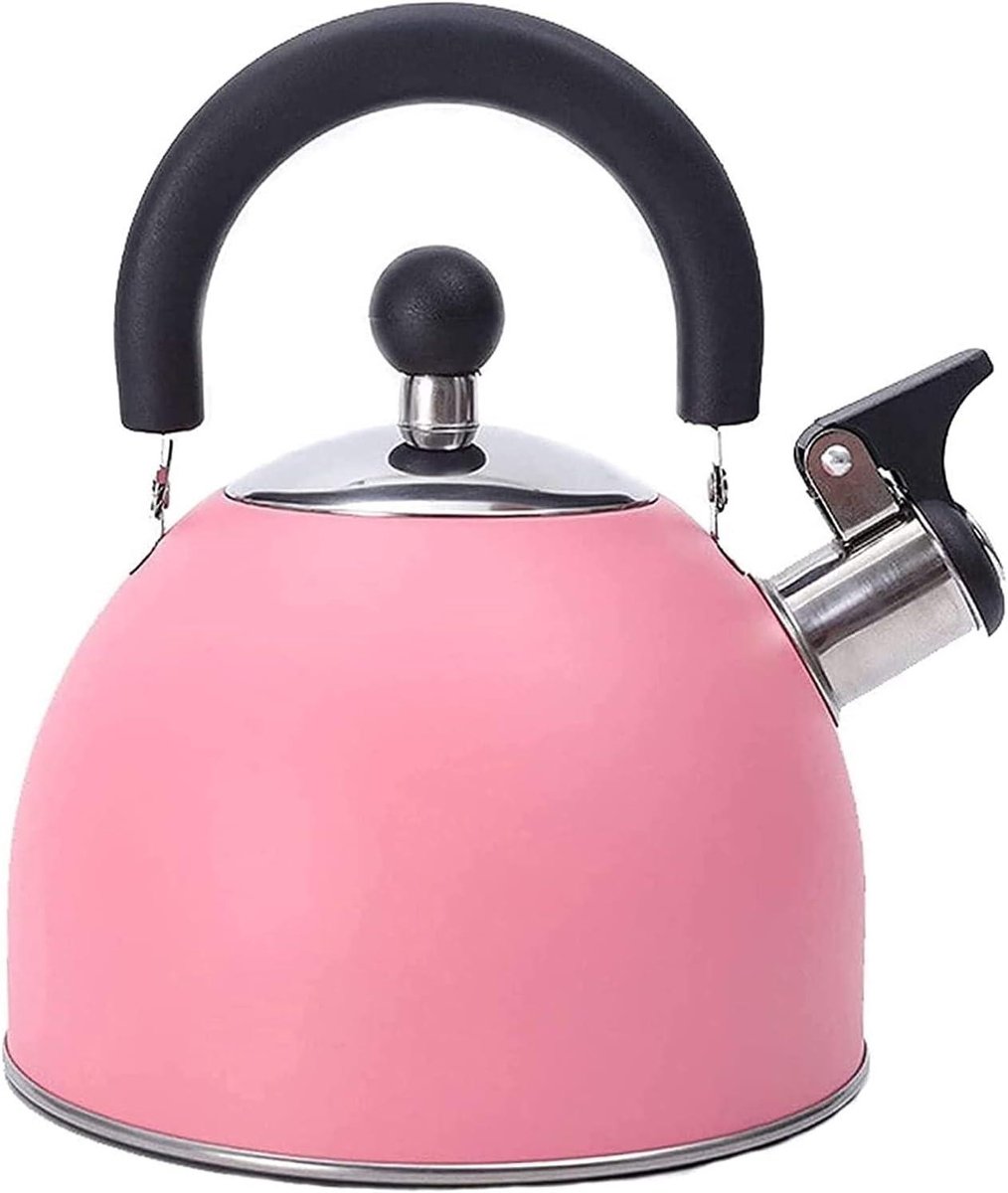 Fluitketel RVS - Waterkoker Camping - Water Koken - Grote Uitloop - 2 Liter - Roze