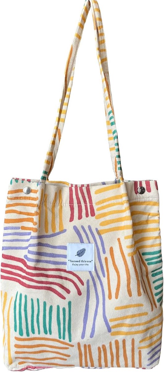 Schoudertas large - kleurrijk gestreept - ultra-light - fashionable tas voor dagelijks gebruik - SnelShoppen