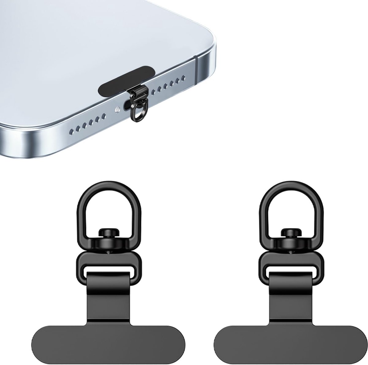 Mini telefoon tethers - 2 stuks - zwart - houdt je telefoon veilig - ideaal voor onderweg - SnelShoppen