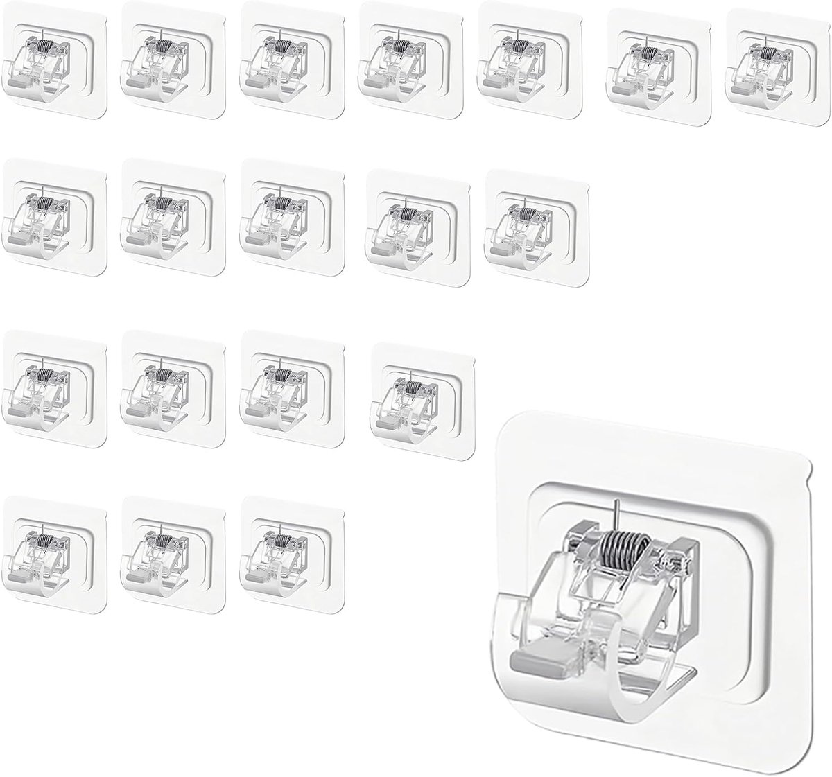 Gordijnroodhouders set van 20 - ABS materiaal - zelfklevend - eenvoudig te bevestigen - SnelShoppen