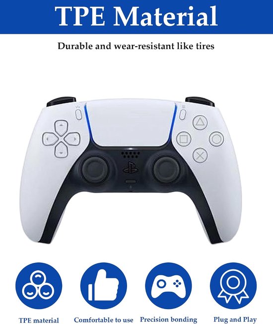 PS5 Joystick-pads set van 10 stuks, zwart, eenvoudig te installeren, beschermt je joysticks, brede compatibiliteit met PS4/PS5/PS5 Edge-controllers. — afbeelding 4