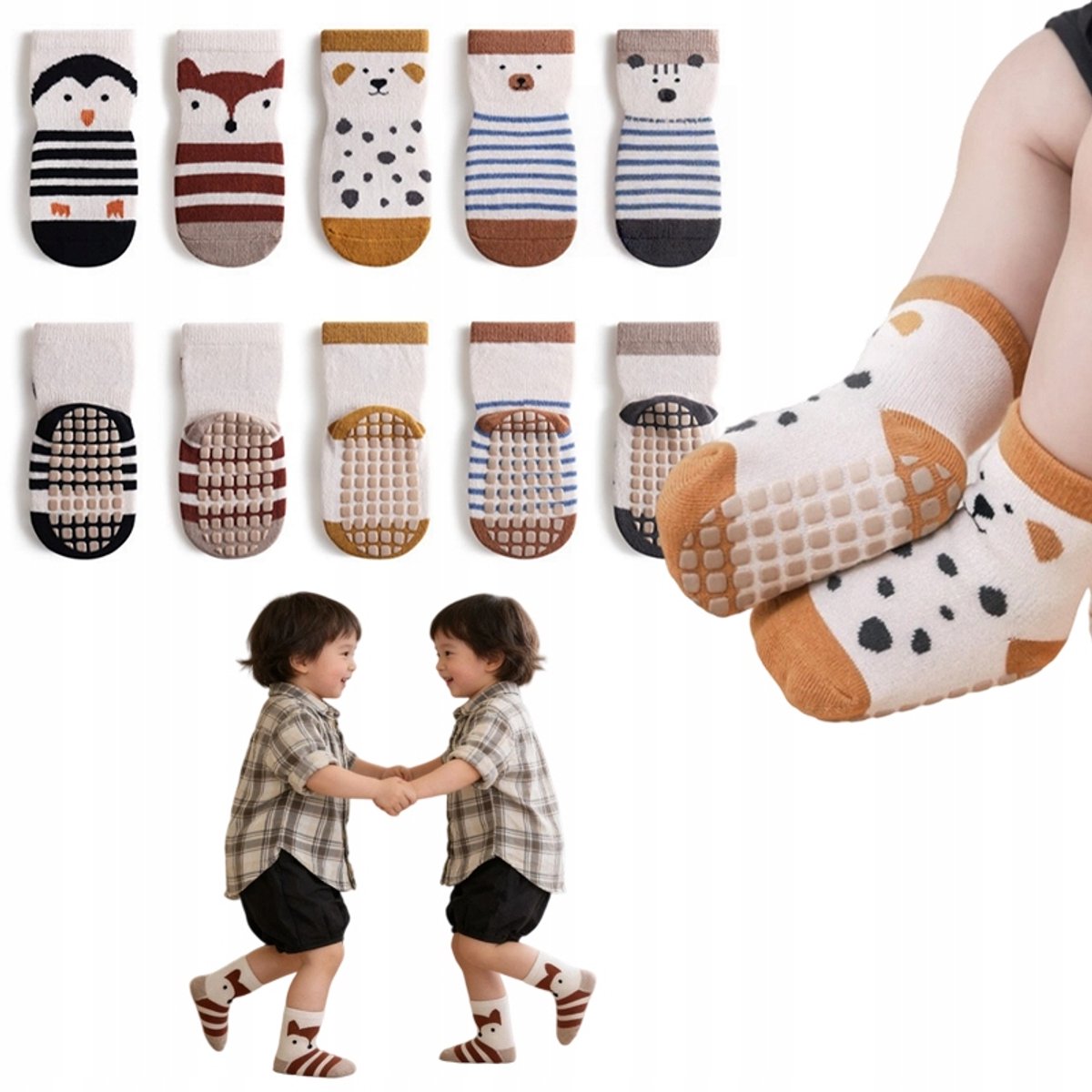 Babysokken Antislip Dieren 5-Pack (1-3 Jaar)
